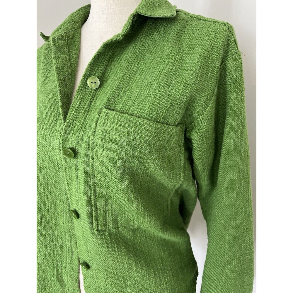 Abercrombie Bright Green Textured Button Down XS - Picture 2 of 8